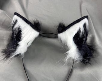 Black White Cosplay Wolf Ears Headband hanfu Dog Ear Handmade Cat Ear Halloween Furry Animal Ear Cosplay Hairband