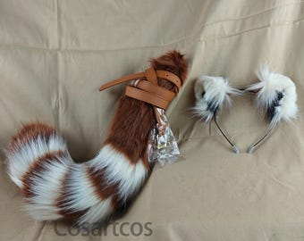 Süßer Bär CK Ohr Schwanz Set für Cosplay Katze Pelzig Kunstpelz Fursuit Cosplay Halloween Kostüm Cosplay Haarband