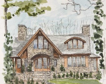 Custom Home Portrait Watercolor – Hand Painted House Illustration – Meaningful Housewarming Gift
