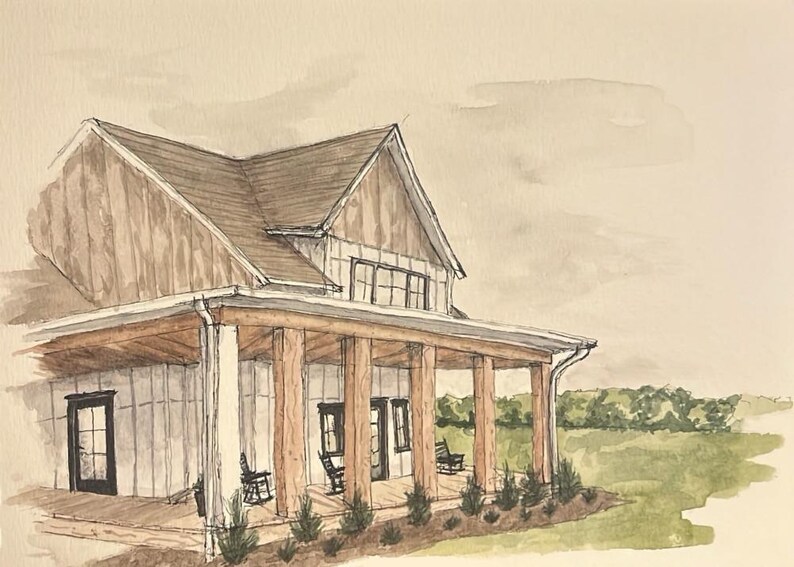 Custom Home Portrait Watercolor – Hand Painted House Illustration ...