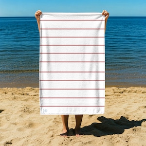 Serviette de plage surdimensionnée rose à rayures : doux mélange de coton et de polyester