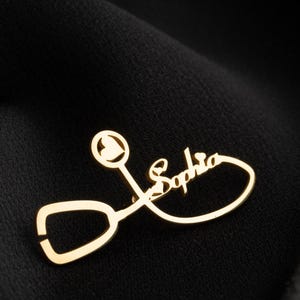 Custom Name Doctor Lapel Tag Pin, Custom Stethoscope Jacket Collar Pin, Nurse Pin, Medical Jewelry Gift for Nurse or Doctor, Gift For Doctor