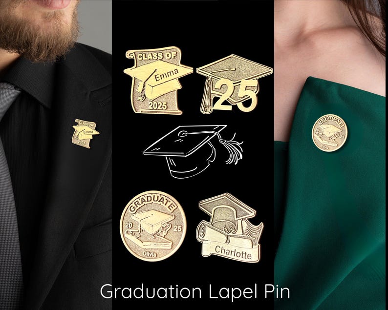 Class of 2025 Lapel Pin, Custom Graduation Brooch, School Logo Badge - Etsy