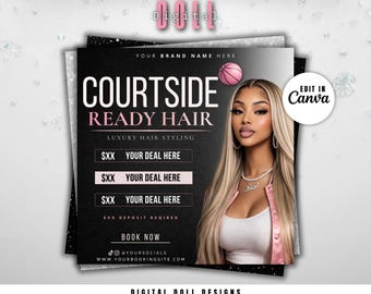 March Madness Hair Booking Flyer  | Book Now Flyer Editable in Canva, Instant Download
