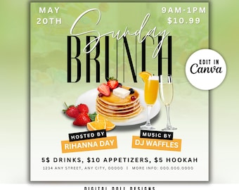DIY Brunch Flyer - Brunch Flyer - DIY Sunday Brunch Flyer - Brunch Invitation - DIY Invitation