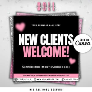 New Client Flyer, New Client Welcome Flyer, Hair Braids Lashes Wig Installs Makeup Nails Booking Flyer, Book Now, DIY Appointments Flyer