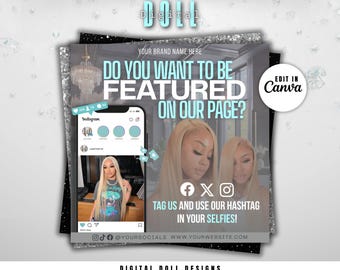 We love selfies flyer, Canva Editable Selfie flyer, Pink Flyer, we love selfies flyer, tag us flyer, Canva template lashes hair nails