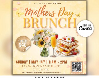 Mothers Day Brunch May Flyer, Sunday Brunch, Mother Day Flyer, Social Media Post