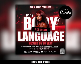 R&B Party Flyer | Club Event Flyer | Nightlife Party Invitation | Editable Canva Club Flyer | DJ Event Flyer