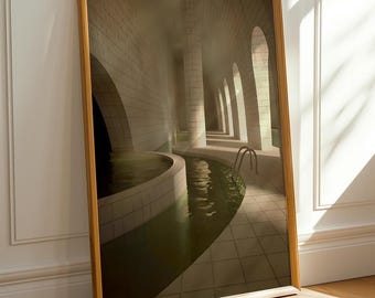 Liminal Space Pool Art Print: Dreamcore Backrooms Decor