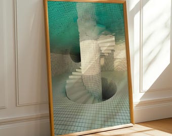 Liminal Poolrooms Art Print: Eerie Vaporwave Backrooms Decor