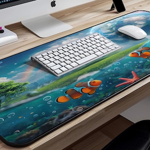 Frutiger Aero Desk Mat, Webcore Computer Mat, Dreamcore Design, Vaporwave Mouse Pad, Gift for Gamer, Streamer Accessory, Frutiger Metro