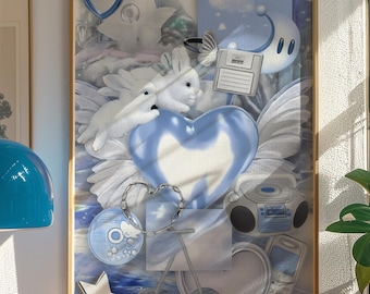 Poster Webcore Cybercore : oeuvre d'art murale technique rétro de l'an 2000