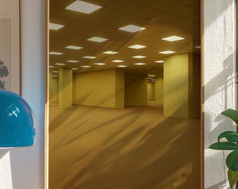 The Backrooms Art Print, Liminal Space Poster, Weirdcore Decor
