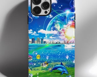 Frutiger Aqua iPhone Case, Creepypasta Style, Tough Retro Case, Vaporwave Look, Gift For Gamer, Phone Accessory, Aqua Aero, Vaporwave Vibes