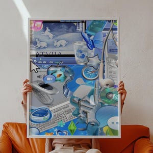 Early 2000s Frutiger Aero Poster, Webcore & Vaporwave Art, Retro Computer Print, Retro Futurism Wall Art, Dorm Room Decoration, Dopamine