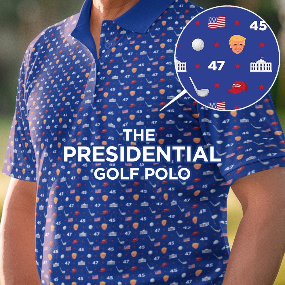 The Presidential Golf Polo Shirt, Donald Trump 2025 Merch Shirt, Casual Polo Shirt Gift Ideas For Father.