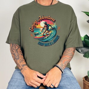 Surfing Shirt, Vintage Surfer Tee, Comfort Colors Summer Uni-Sex T-Shirt, Gift for Surfers, Summer Beach Shirt.