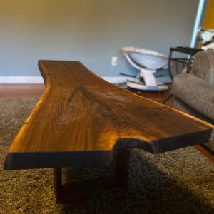 Black Walnut Live Edge Coffee Slab Table