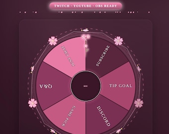 Sakura Koi Spin Wheel Twitch Overlay | Customizable OBS Stream Tool Game Picker