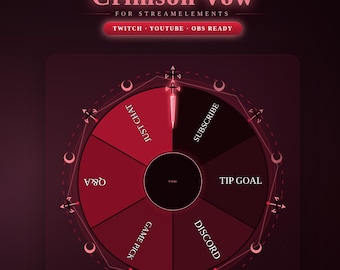 Gothic Spin Wheel Crimson Vow | Twitch YouTube OBS Stream Tool | Interactive Customizable Roulette Game Overlay Element Animated