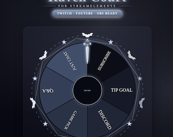 Gothic Raven Court Animated Spin Wheel Stream Overlay | Twitch OBS Widget YouTube Live Interactive Engagement Game Picker Custom