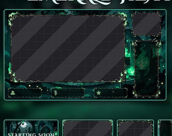 Emerald Hex Ritual Twitch Overlay | Green Witch Forest Stream Package (78 Files)