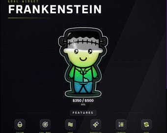 Frankenstein Stream Goal Tracker | Cute Monster Twitch Widget for Tips, Subs & Bits | Halloween Streamer Decor