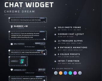 Chrome Dream Twitch Chat Widget | Animated Bubble Overlay | Streamlabs StreamElements OBS Browser Source | Emote Frame Stream Decor
