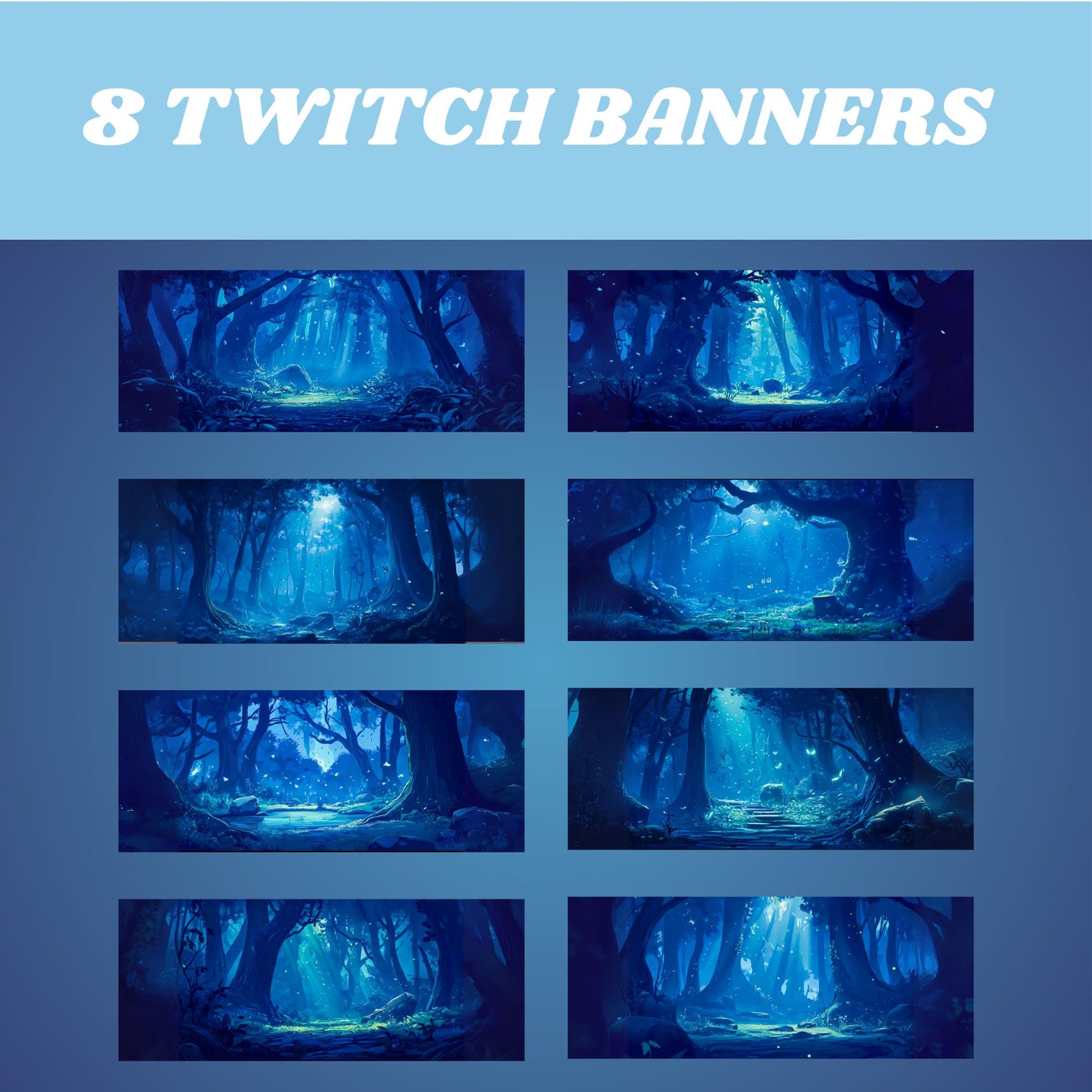 Blue Forest Stream Package: Animated Twitch Overlays & Banners (instant ...