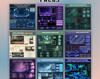 9 Bestseller Stream Overlay Packs Mega Bundle – Twitch VTuber Animated Overlays, Panels, Chatboxes, Banners & Wallpapers