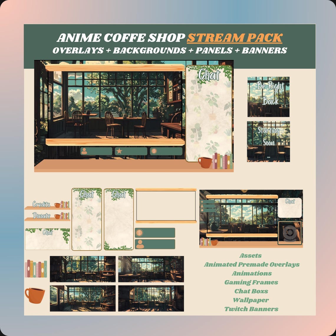 9 Bestseller Stream Overlay Packs Mega Bundle – Twitch Vtuber Animated