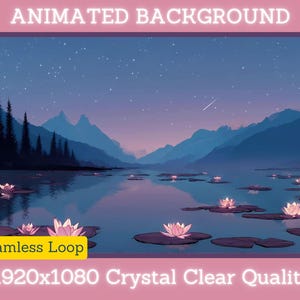 Enchanted Night Pond Animated Background | Luminous Lotus Lake Loop | Anime Forest Scenery | Relaxing Desktop & Stream Overlay Pack