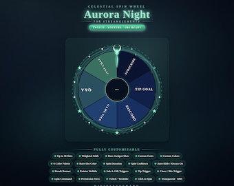 Aurora Night Celestial Spin Wheel | StreamElements Twitch YouTube OBS Overlay Widget Interactive Engagement Customizable Animated