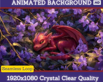 Fire Dragon Animation Loop: VTuber Stream Overlay, Animated Wallpaper (Digital Download)