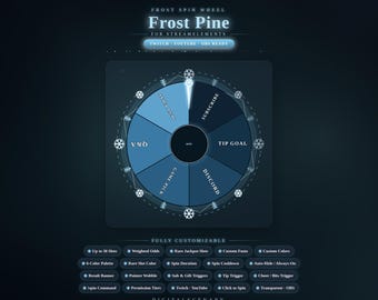 Frost Pine Spin Wheel Animated Twitch Overlay | Customizable StreamElements OBS Kit for Live Streaming Channels Gaming Vtuber YouTube