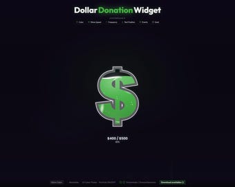Animated Dollar Donation Goal Widget | Streamlabs StreamElements OBS Twitch Overlay Green Liquid Money Progress Bar Customizable