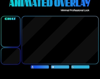 Twitch Animated Overlay  | Professional Turquoise Premade Streamer Border | Glowing Loop MP4 for Stream | Instant Download
