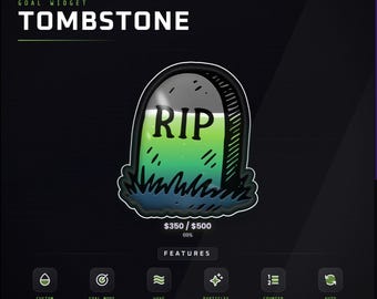 Tombstone Stream Goal Widget | Toxic Green RIP Liquid Meter | Graveyard Tip Tracker for Twitch & Streamlabs
