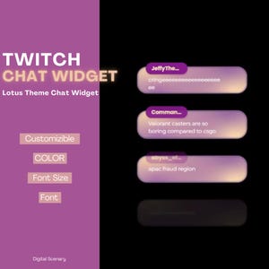 Pink Lotus Gradient Chat Widget, Easy Download Twitch Overlay, Customizable CSS Chat Design for Streamers, Vtubers, Instant Digital Download