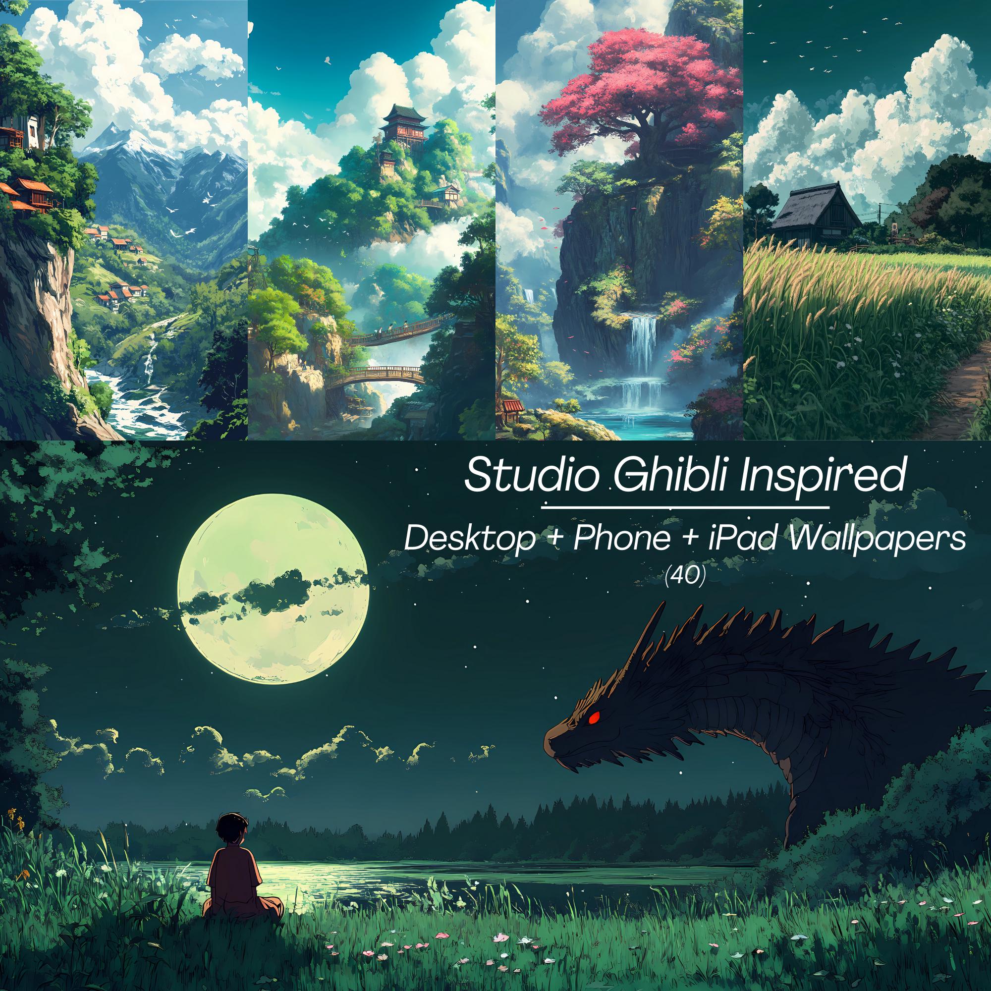40 Studio Ghibli Inspired Desktop Laptop Wallpaper Background,Anime Spring, iPad,Rainforest,Booklover,Mt Fuji Macbook iPad Wallpaper