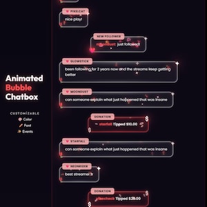 Animated Bubble Chatbox Stream Alerts | Neon Pink Gamer Overlay (OBS Kit)