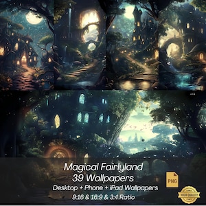 Pacchetto di sfondi Magical Fairyland, 39 sfondi incantevoli per telefono, desktop e iPad, arte fantasy, download immediato