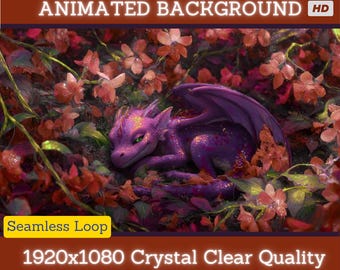 Fire Dragon Animation Seamless Loop: VTuber Stream Overlay (Digital Download)