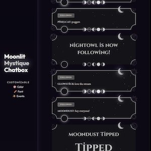 Moonlit Mystique Stream Package | Celestial Twitch Overlays, Alerts (Digital Download)
