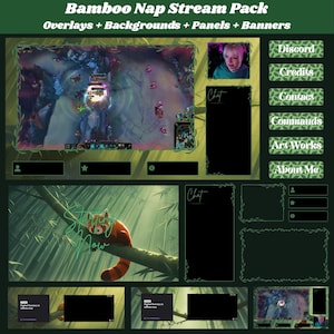 Pack d'incrustations animées Bamboo Panda Twitch Stream (téléchargement numérique)