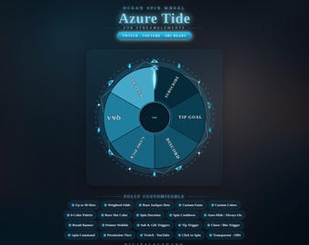 Azure Tide Spin Wheel Animated | Ocean StreamElements Twitch YouTube OBS Customizable Spinner Interactive Game