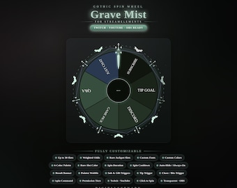 Grave Mist Gothic Spin Wheel Animated Twitch Overlay | StreamElements OBS Customizable Dark Stream Tool Viewer Engagement Kit