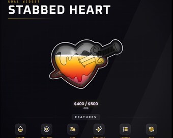 Stabbed Heart Twitch Goal Widget | Animated Liquid Fill Overlay (Digital Download)
