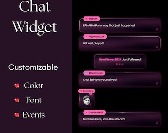 Animated Pink Neon Chat Widget, Customizable StreamElements Overlay (HTML/CSS)